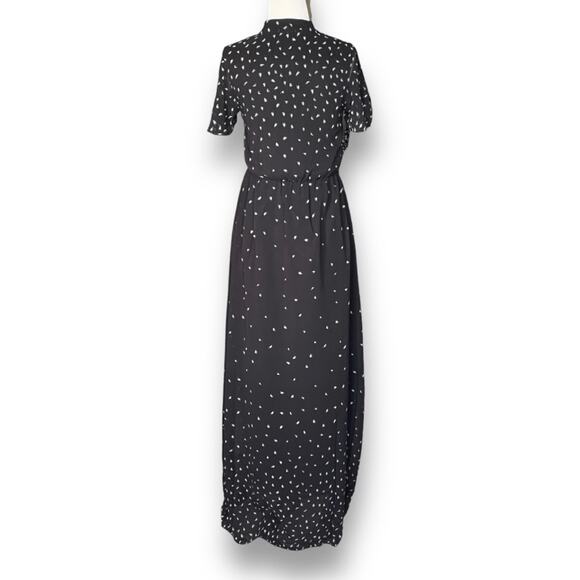 ModCloth Black Dandelion Maxi Dress Bow Detail Tie Neck Sheer Flutter Sleeve XS - Picture 5 of 15